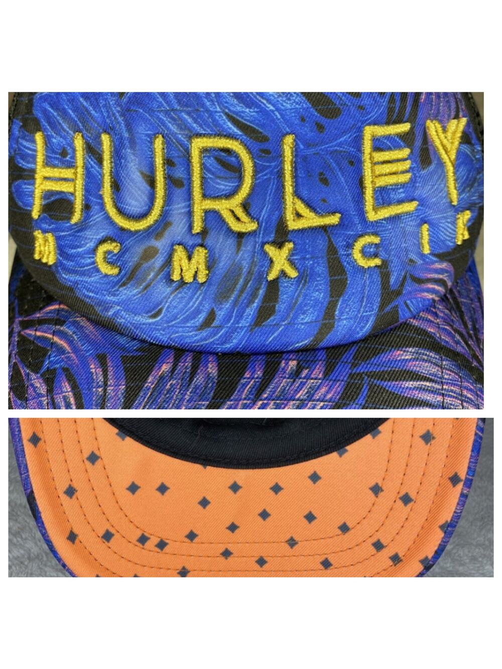Hurley FOUNDED 1999- MCMXCIX Roman Numeral Snapback Mesh Cap Baseball Hat RARE